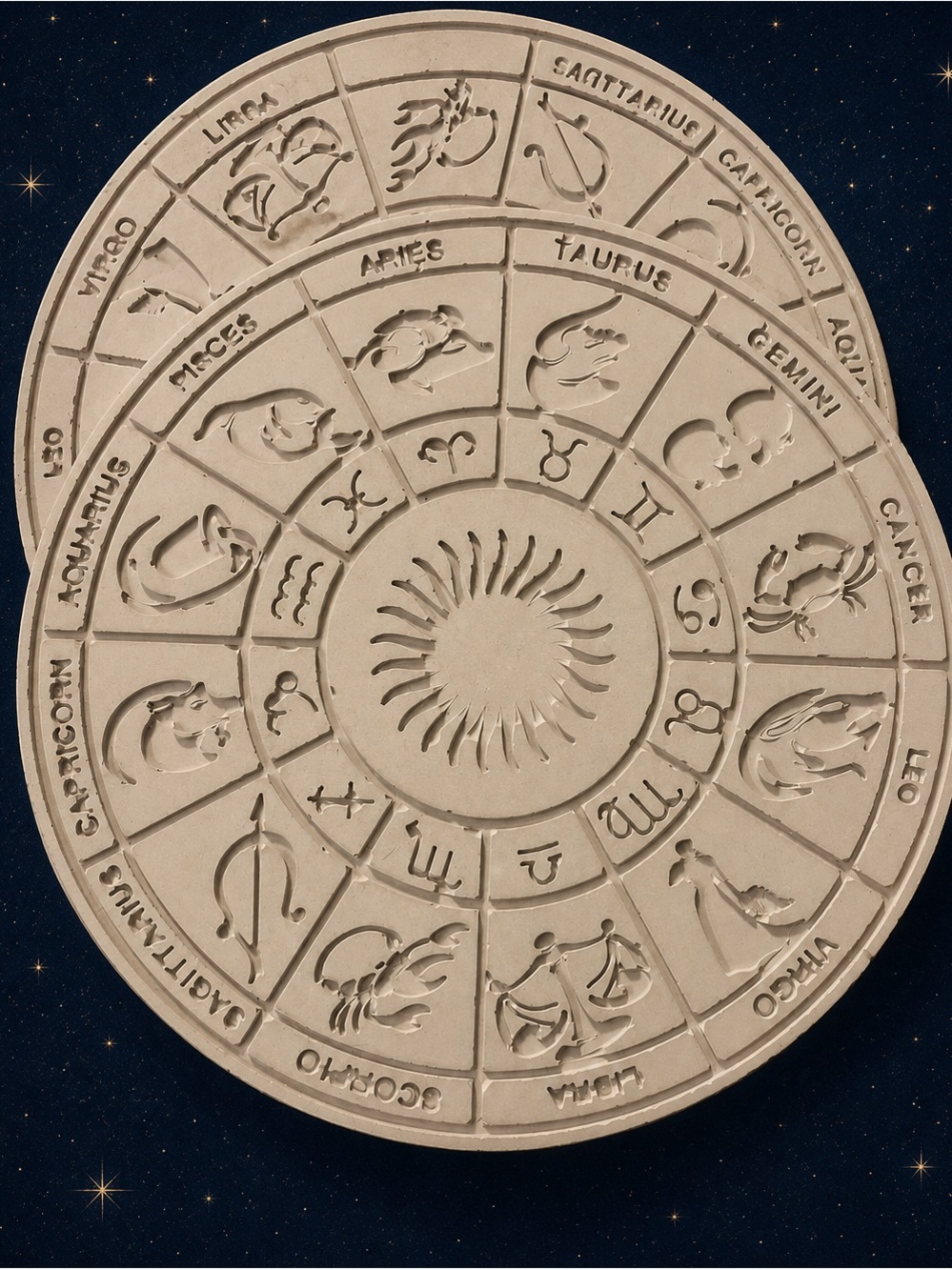 Zodiac Wheel Decorative Plaque in Beige